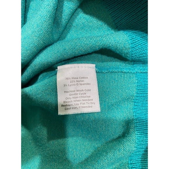 Talbots Petite Teal Green Pima Cotton Button Front Cardigan Sweater Size S - Picture 9 of 9
